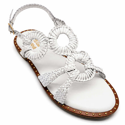 Sandali Bottega Fermana S7LI tacco flat donna | Pelle Bianca