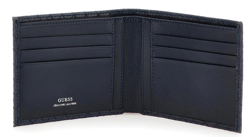 Portafoglio Guess "Calabria" Flat  Billfold in pelle blu