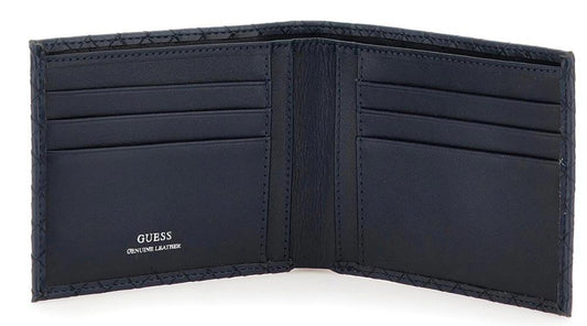 Portafoglio Guess "Calabria" Flat  Billfold in pelle blu