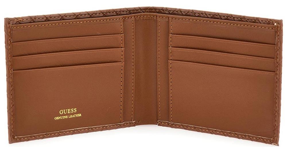 Portafoglio Guess "Calabria" Flat  Billfold in pelle marrone