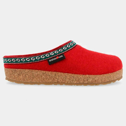 Pantofole Haflinger Franzl rosso paprika in feltro di lana, fotografia prodotto 2