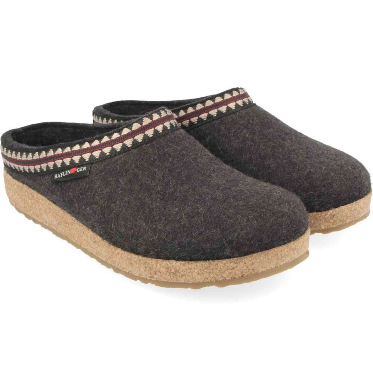 Pantofole Haflinger Grizzly Lucky grigio grafite in feltro di lana, fotografia prodotto 1