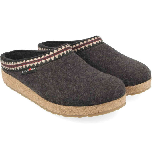 Pantofole Haflinger Grizzly Lucky grigio grafite in feltro di lana, fotografia prodotto 1