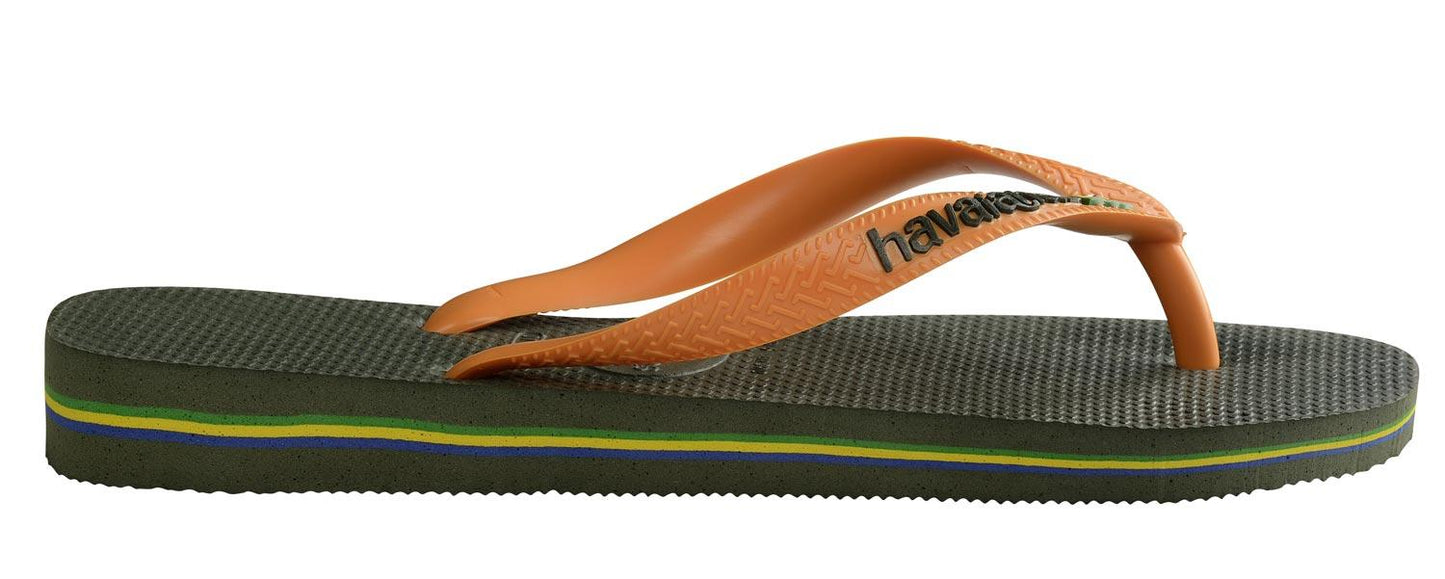Infradito Havaianas Brasil Logo Verde Olive/Vibrant Orange kids 41108507670