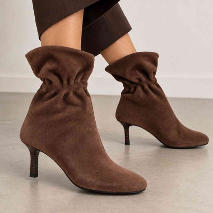 Stivaletto INUOVO D74008 donna in camoscio taupe - vista 5