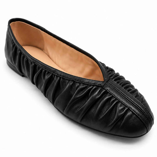 Dettaglio ballerina INUOVO HE1945 nera in nappa