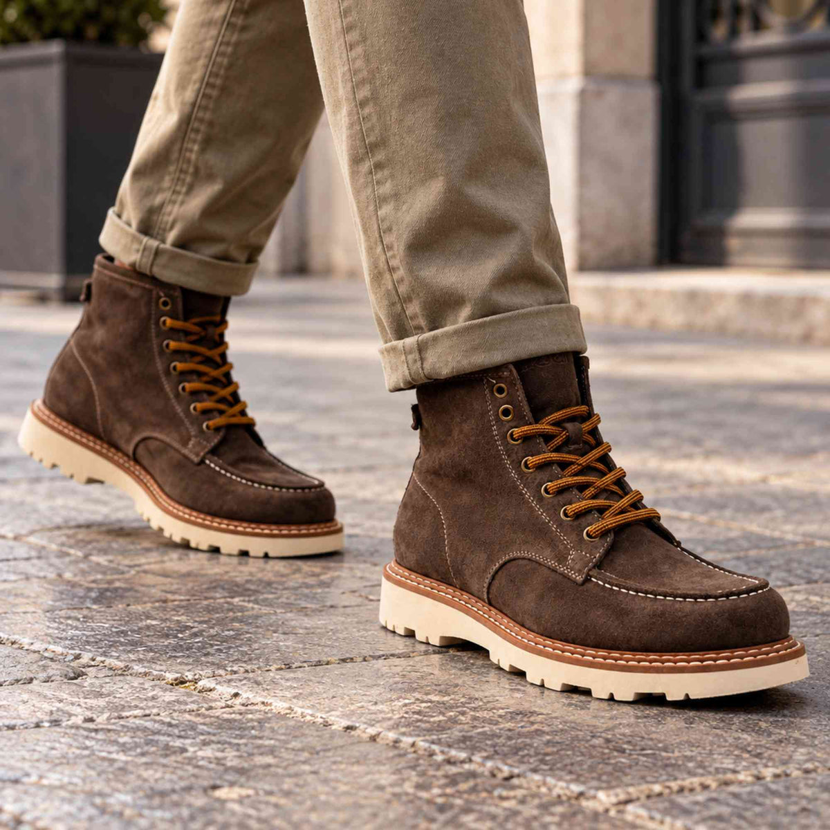 Scarpe uomo KEBO LG5002 camoscio marrone fondo gomma - foto 4
