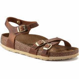 Sandali Birkenstock Kumba Waxy donna in pelle marrone cognac| Calzata Stretta 1021489