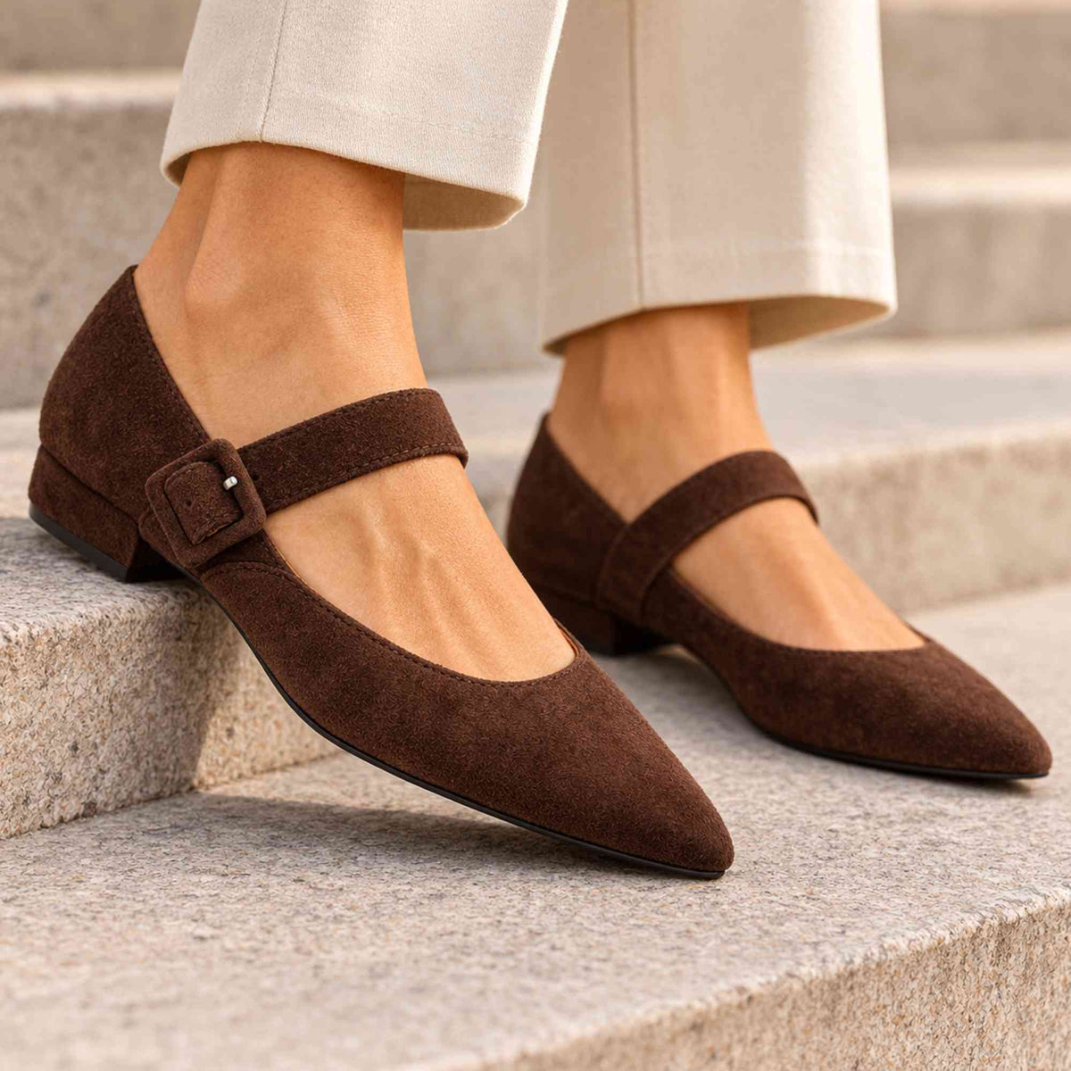 INUOVO DY6022 Mary Jane donna camoscio marrone