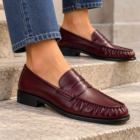 Mocassino INUOVO LF6962 donna in pelle scamosciata rosso merlot - fotografia prodotto 5