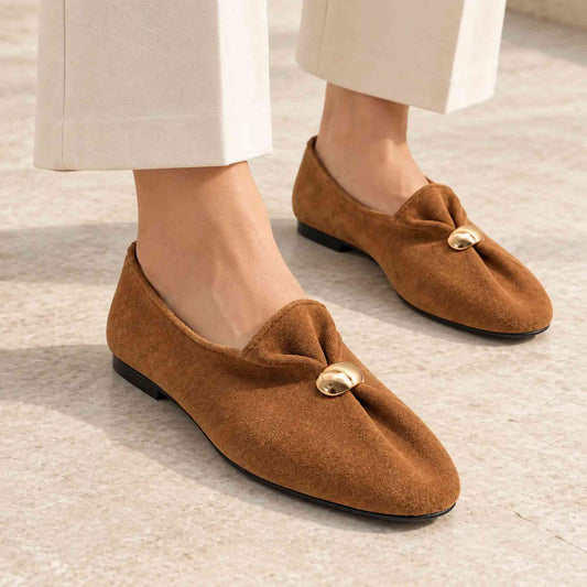Pantofola slip-on INUOVO E11016 donna camoscio marrone sigaro - fotografia prodotto 5