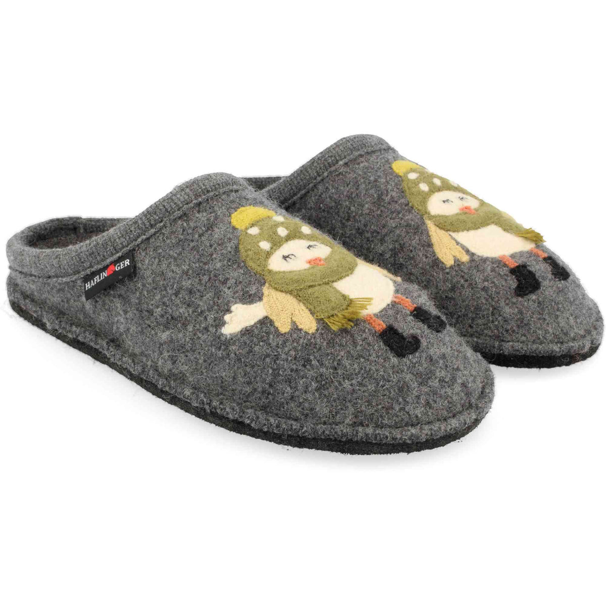 Pantofole Haflinger Birdie 31310804 grigio antracite in lana