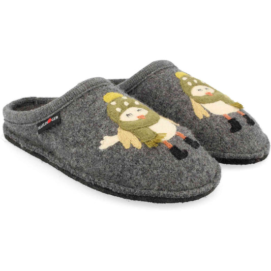 Pantofole Haflinger Birdie 31310804 grigio antracite in lana