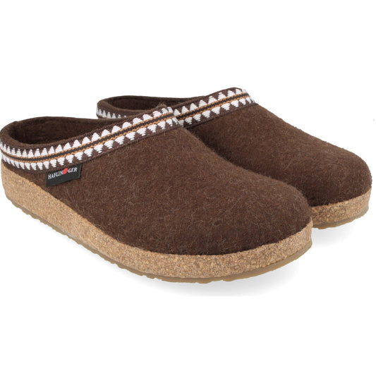 Pantofole Haflinger Grizzly Lucky 711073552 marroni in feltro di lana