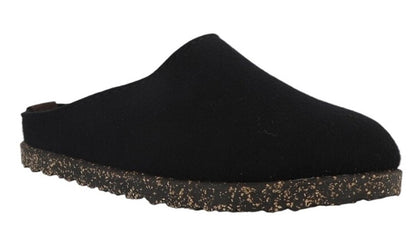 Pantofole Donna HAFLINGER Manhattan Nero 39100103 in Feltro, Plantare Estraibile
