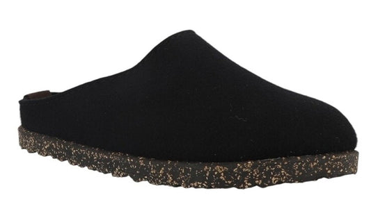 Pantofole Donna HAFLINGER Manhattan Nero 39100103 in Feltro, Plantare Estraibile