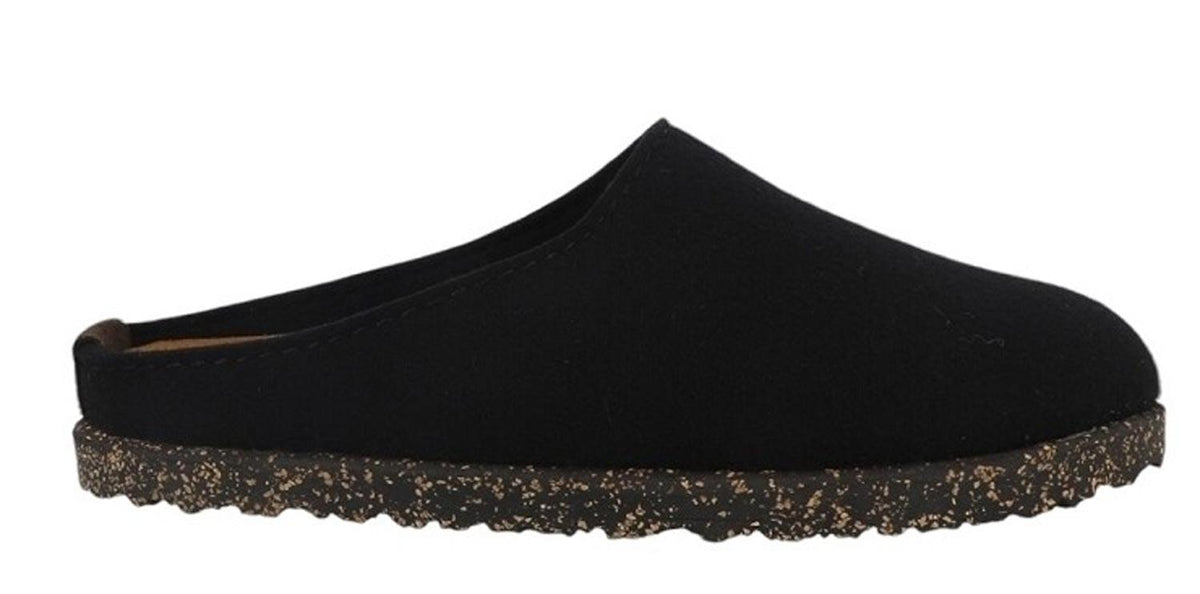 Pantofole Donna HAFLINGER Manhattan Nero 39100103 in Feltro, Plantare Estraibile