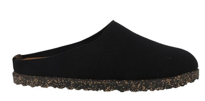 Pantofole Donna HAFLINGER Manhattan Nero 39100103 in Feltro, Plantare Estraibile