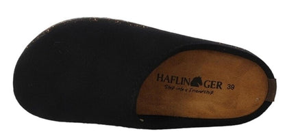 Pantofole Donna HAFLINGER Manhattan Nero 39100103 in Feltro, Plantare Estraibile