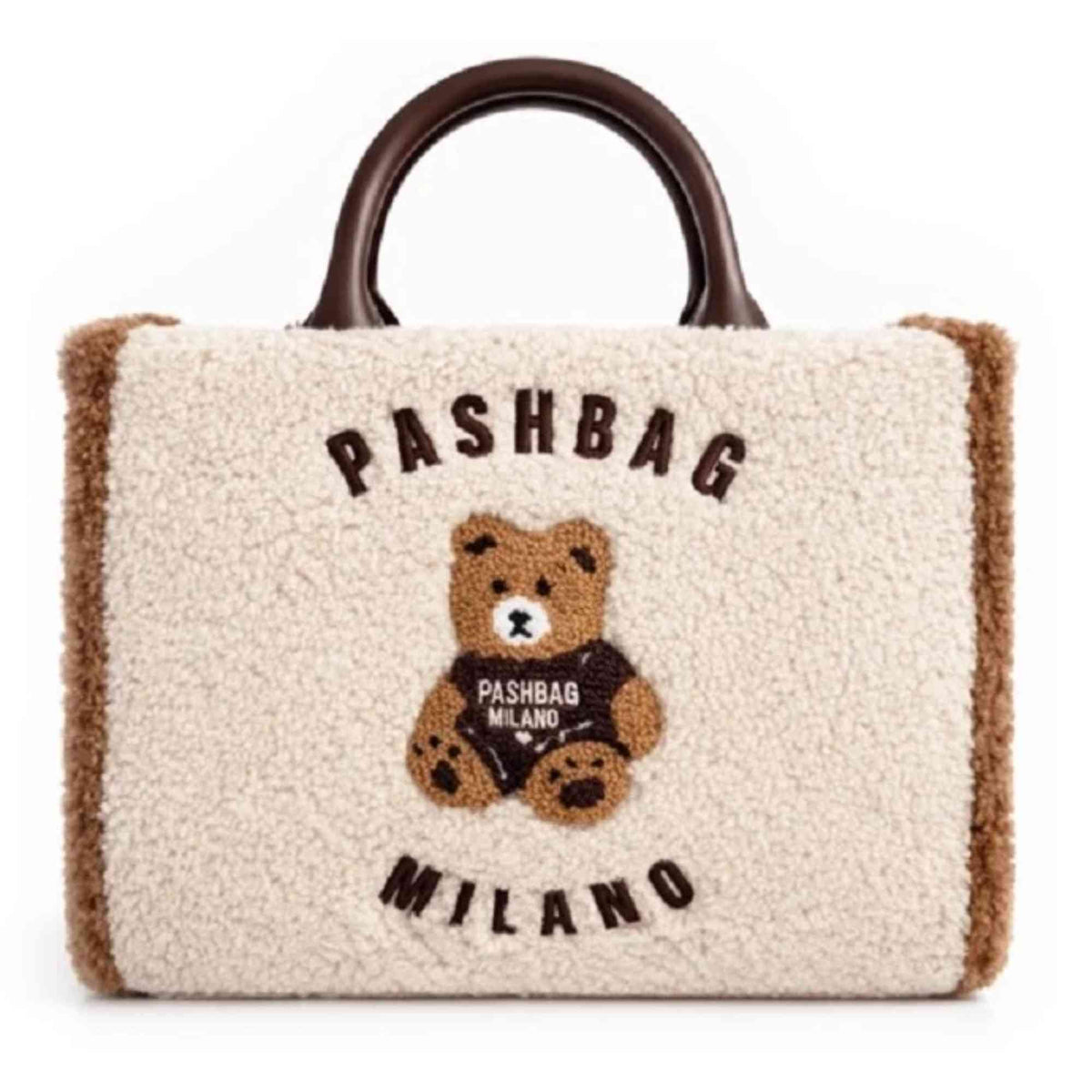 Borsa a mano PASHBAG Marge 20166 bianco panna effetto teddy