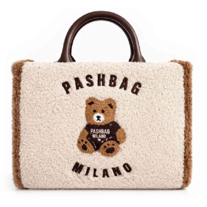 Borsa a mano PASHBAG Marge 20166 bianco panna effetto teddy