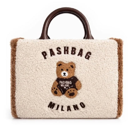 Borsa a mano PASHBAG Mini Marge 20167 bianco panna con orsetto teddy