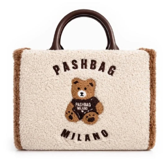 Borsa a mano PASHBAG Mini Marge 20167 bianco panna con orsetto teddy
