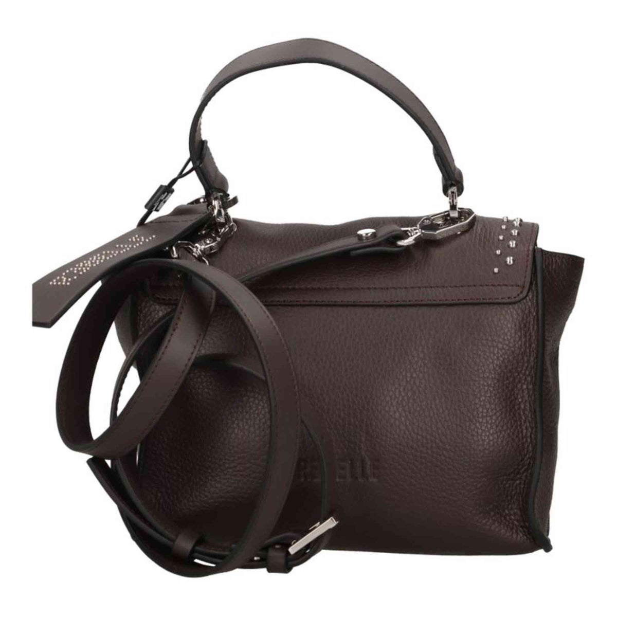 REBELLE Chloe Satchel S Metal borsa in pelle Wenge - dettaglio