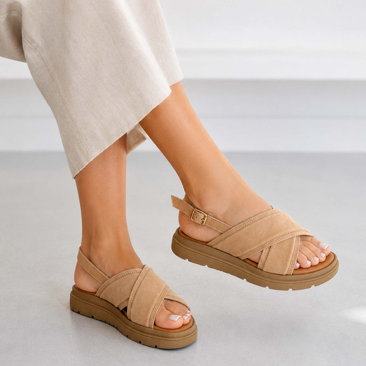 Sandali Ermans K1542 Platform donna beige