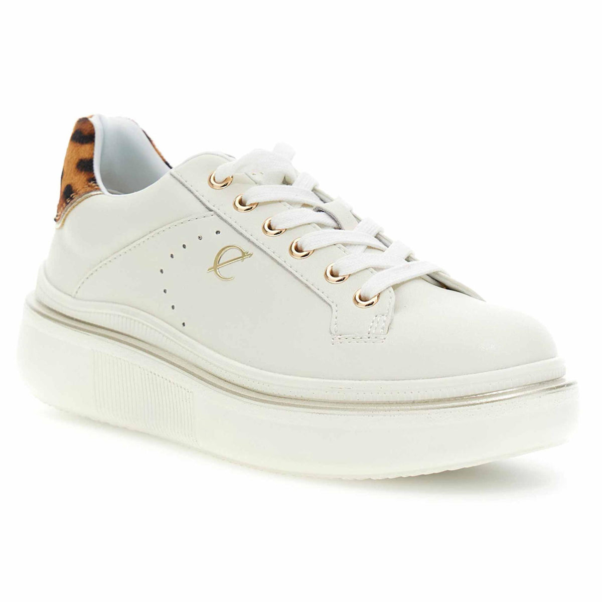 Sneakers Café Noir DS1018 crema con inserto maculato e suola platform – vista posteriore