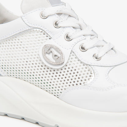 Sneakers NeroGiardini E615180D 707 Donna Pelle Traforata Bianca — foto 3