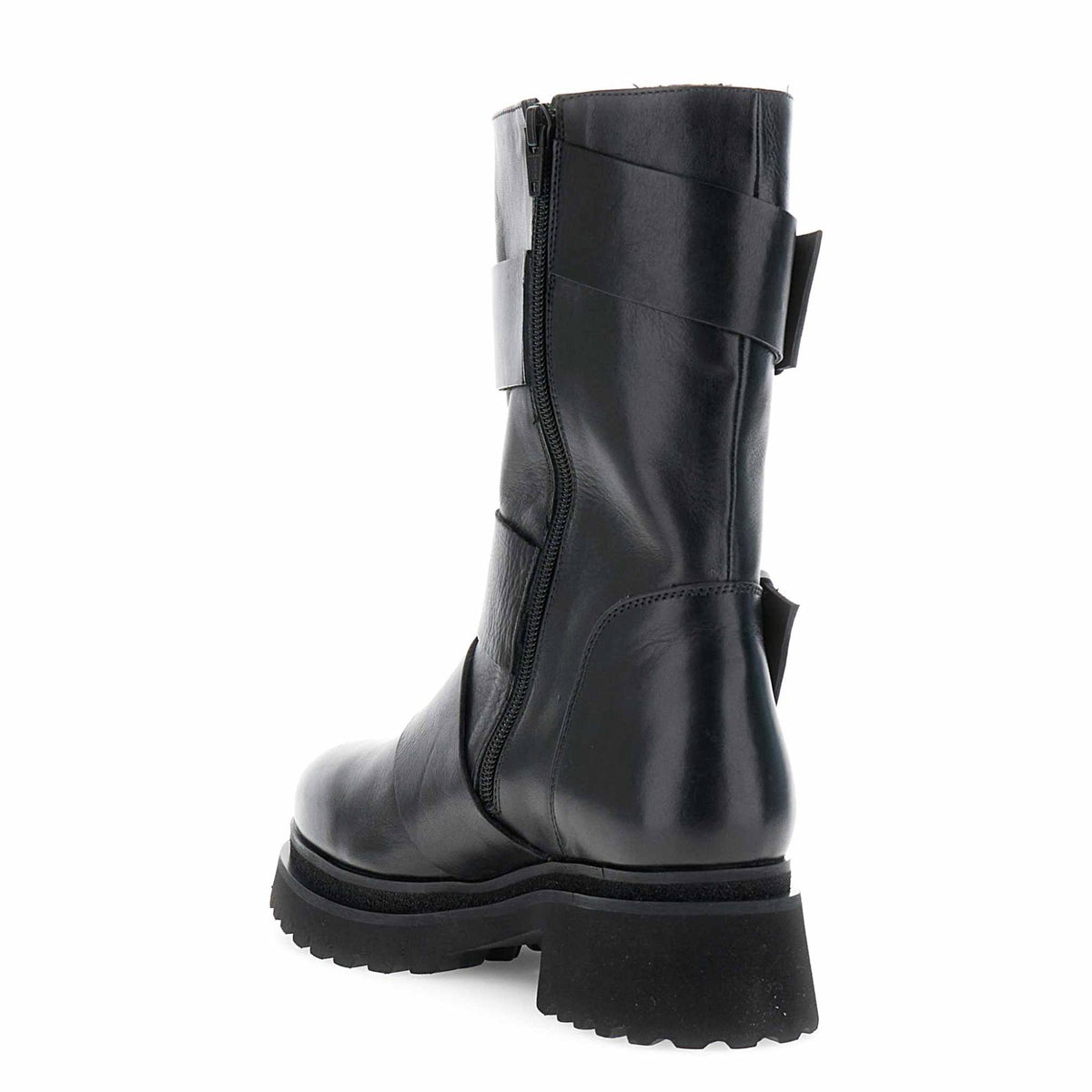 Stivali donna CafèNoir FD1004 in pelle nera con maxi fibbie decorative - immagine 3