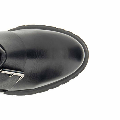 Stivali donna CafèNoir FD1004 in pelle nera con maxi fibbie decorative - immagine 4